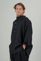 Yoko Linen Unisex Shirt Black