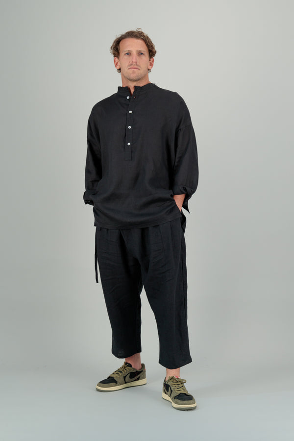 Yoko Linen Unisex Shirt Black