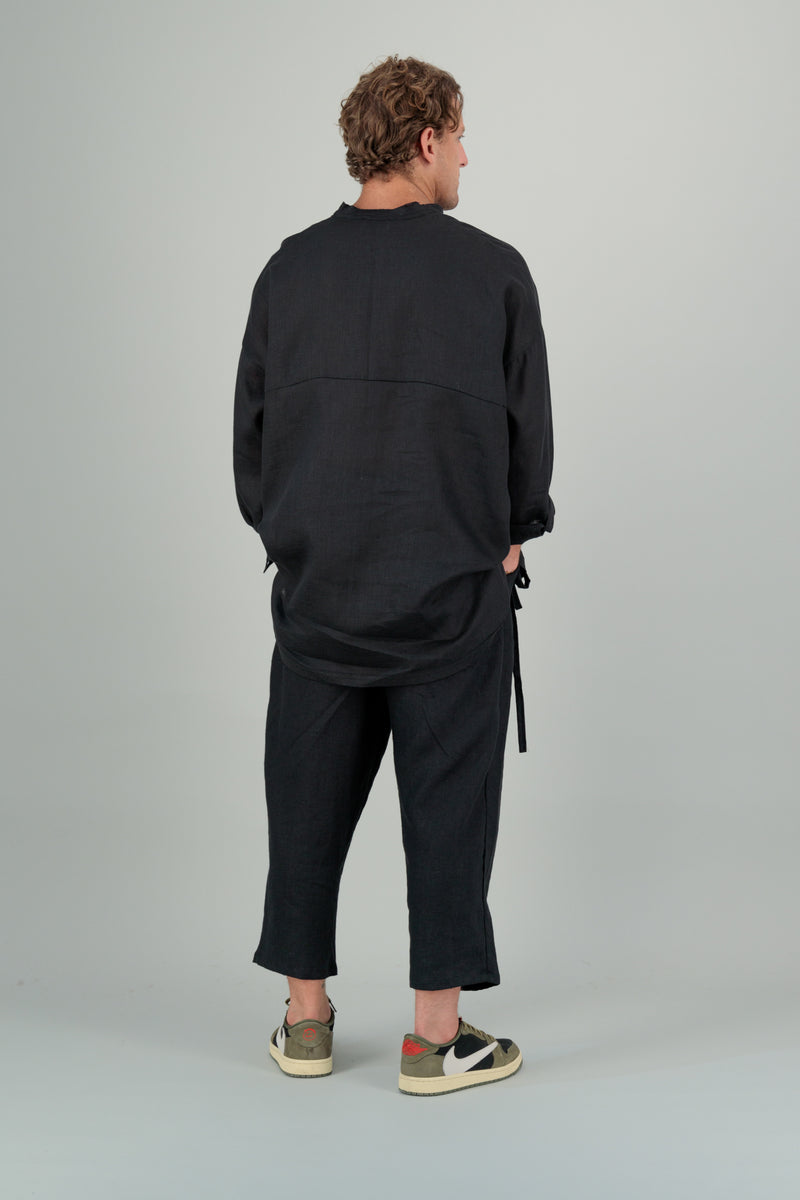 Yoko Linen Unisex Shirt Black