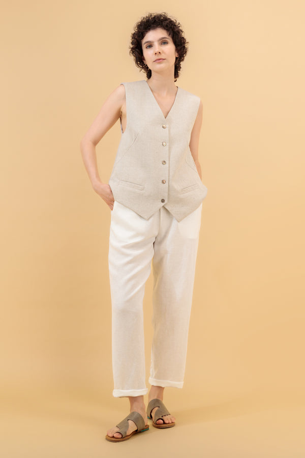 Kai Linen Pants Off White