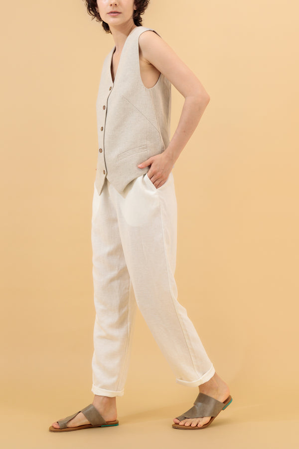 Kai Linen Pants Off White