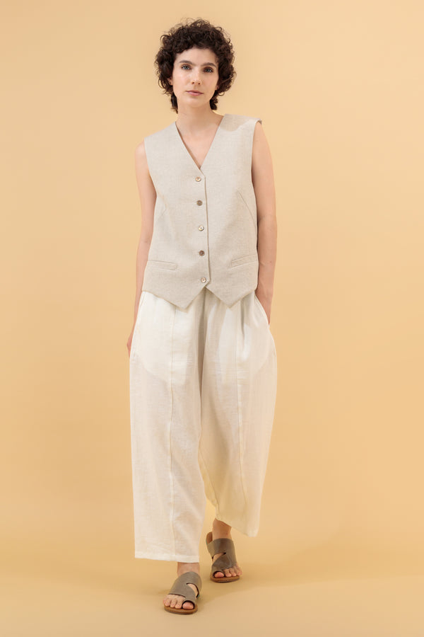 Ashkhar Relaxed Linen Pants White