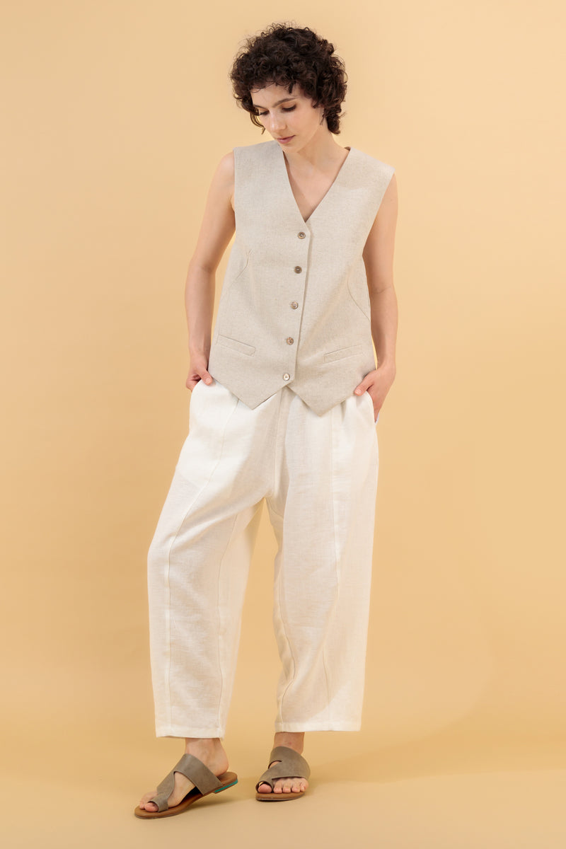 Ashkhar Relaxed Linen Pants White