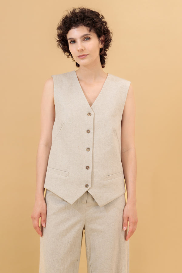 Yara Linen Vest Natural