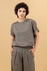 Ume Linen T-Shirt Warm Dark Grey