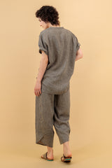 Ume Linen T-Shirt Warm Dark Grey