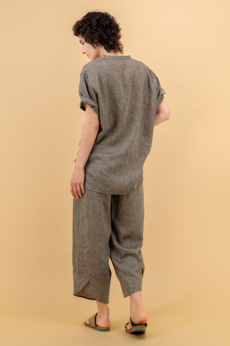 Ume Linen T-Shirt Warm Dark Grey