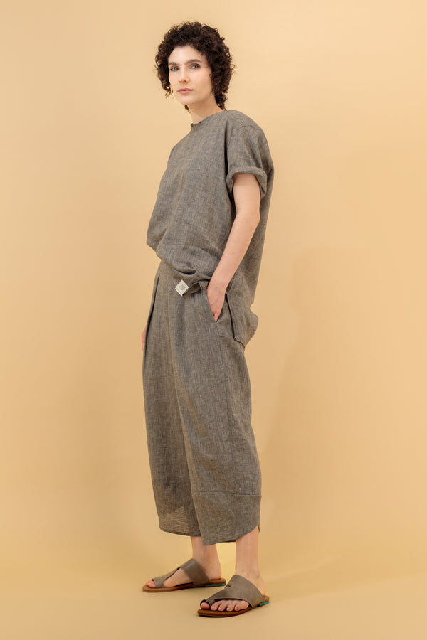 Ume Linen T-Shirt Warm Dark Grey