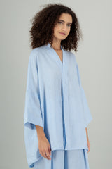 Mika 2 Kimono Linen Shirt Baby Blue