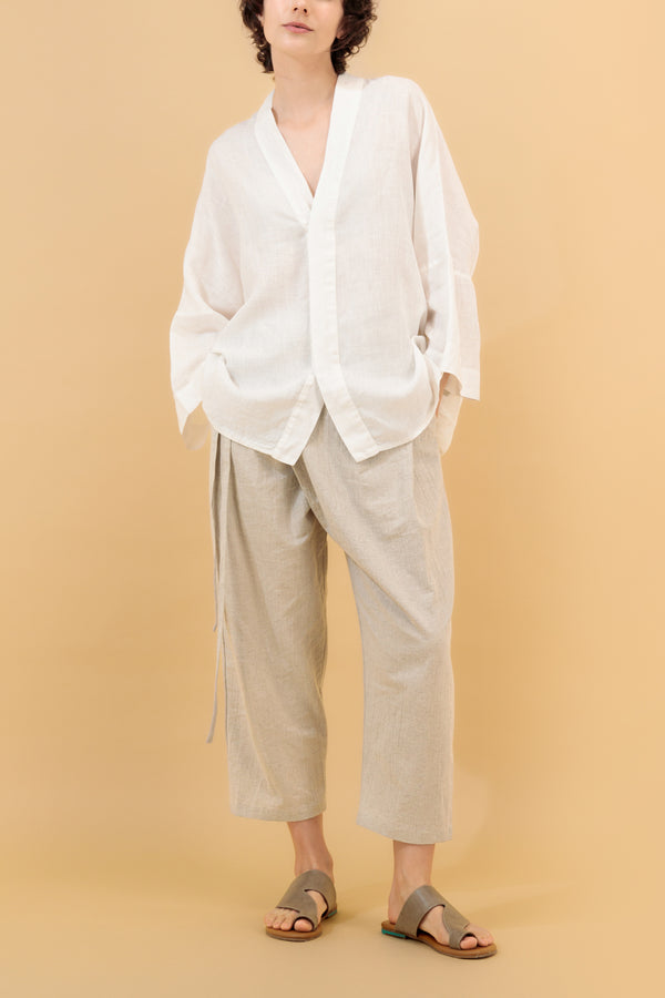 Azarin Unisex Wrap Linen Pants Natural