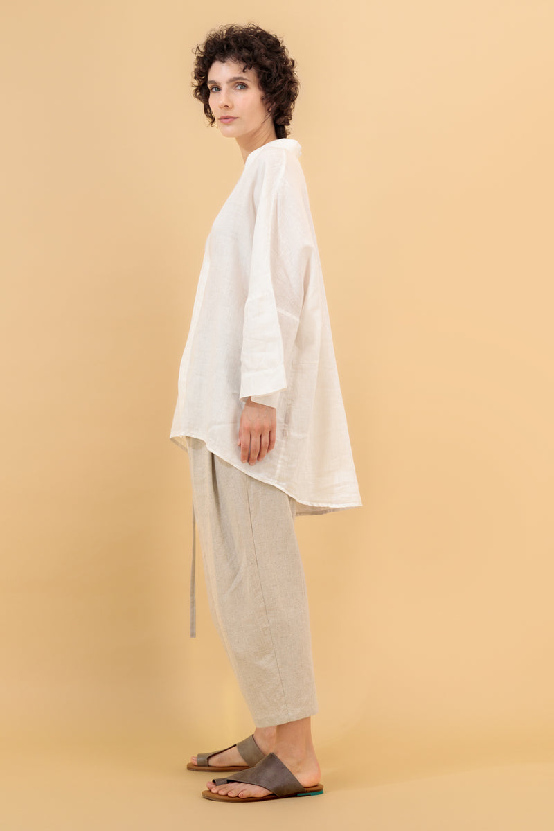 Mika 2 Kimono Linen Shirt White