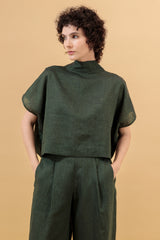 Ivy Kimono Linen Top Bottle Green