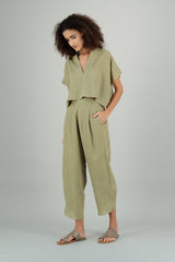 Jade Linen Kimono Pants Pistachio