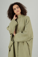 Nawar Linen Kimono Coat Pistachio