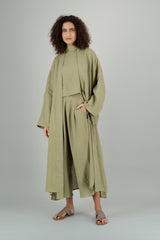 Nawar Linen Kimono Coat Pistachio