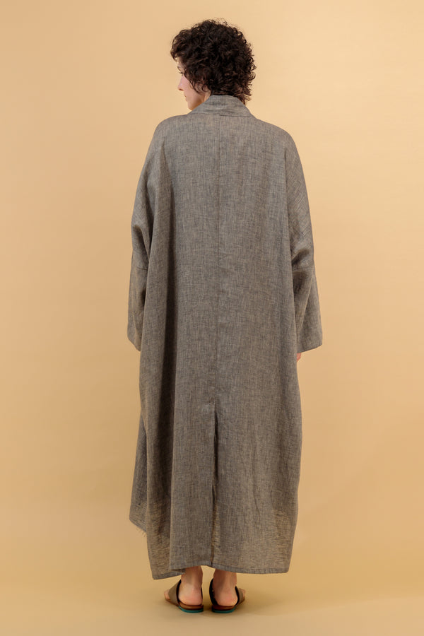 Nawar Linen Coat Warm Dark Grey