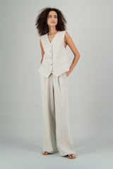 Kimie Maxi Linen Straight Leg Pants Natural