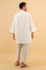 Mika 2 Unisex Kimono Linen Shirt White