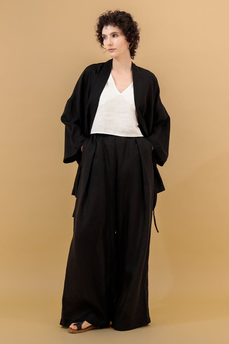 Yucca Kimono Linen Jacket Black