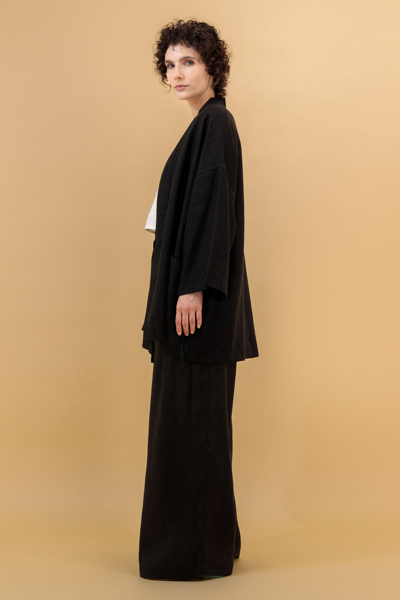 Yucca Kimono Linen Jacket Black