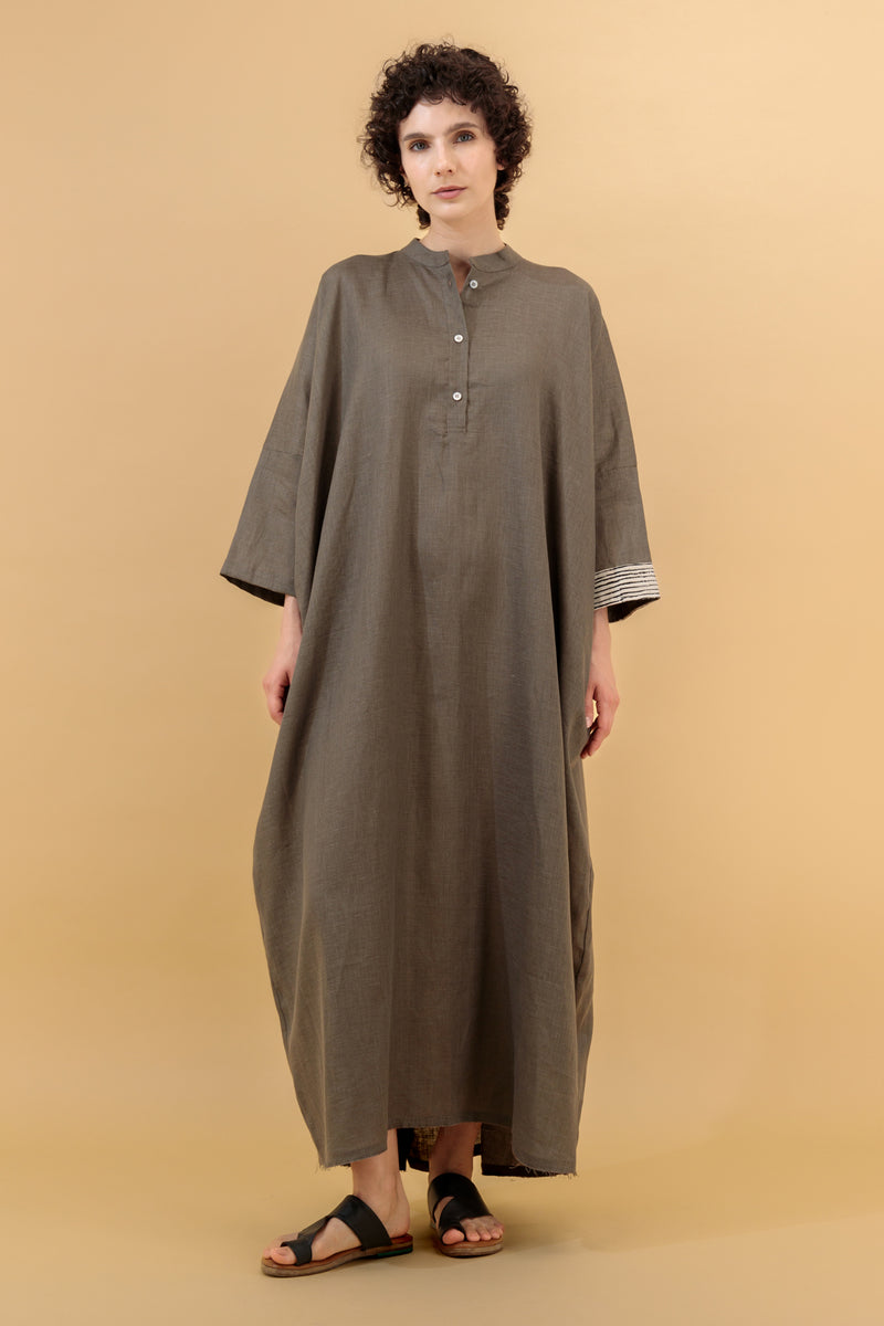 Janna Maxi Jelabiya Dress Mocha Hand Block Printed