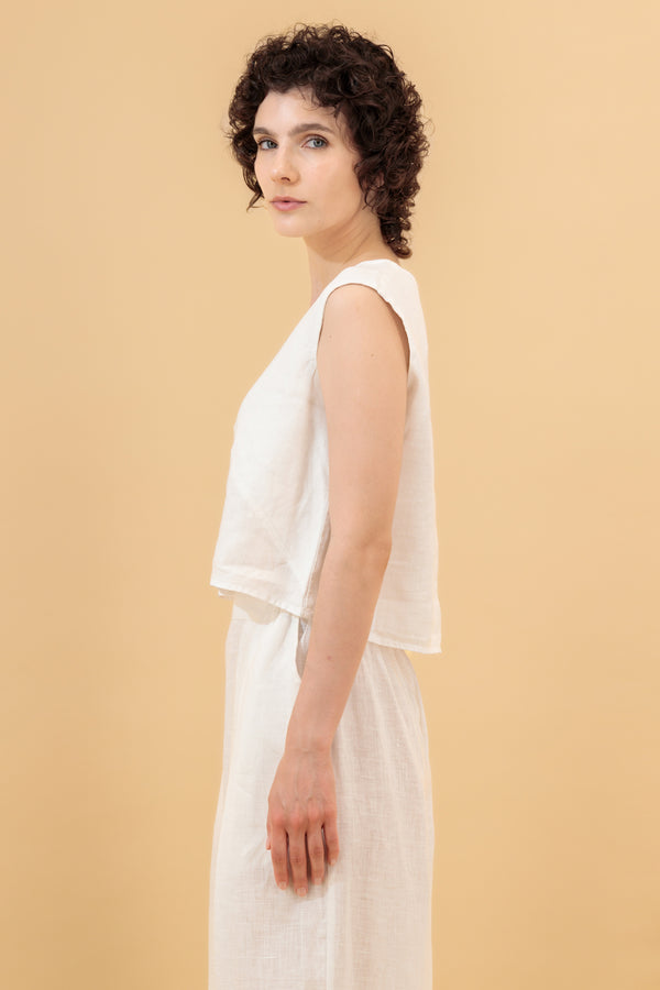 Lani Linen Top White