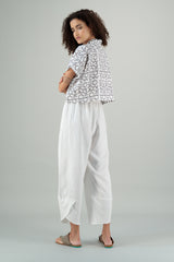 Ivy Kimono Linen Top Off White Printed