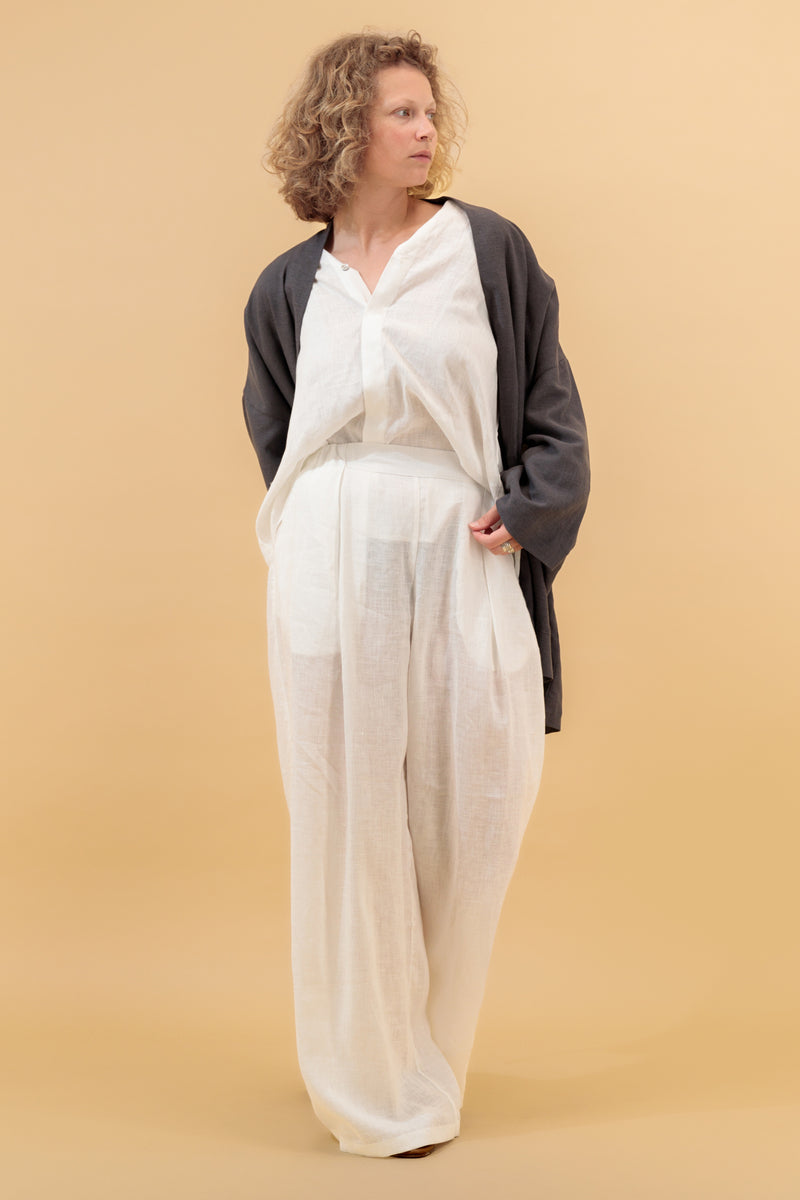 Yucca Kimono Linen Jacket Matt Charcoal