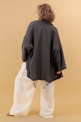 Yucca Kimono Linen Jacket Matt Charcoal