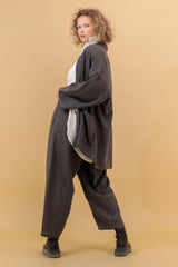 Ashkhar Relaxed Linen Pants Matt Charcoal