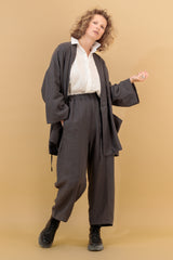 Yucca Kimono Linen Jacket Matt Charcoal