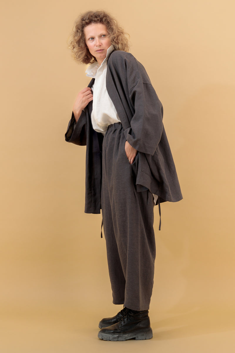 Yucca Kimono Linen Jacket Matt Charcoal