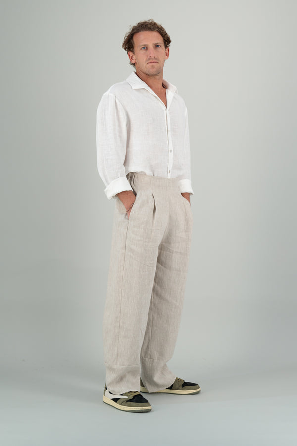 Atheer Men Linen Shirt Off White