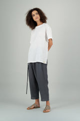 Ume Linen T-Shirt Off White Hand Block Printed