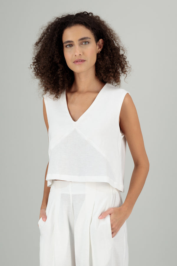 Lani Linen Top Off White