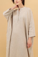 Janna Maxi Jelabiya Linen Dress Oatmeal