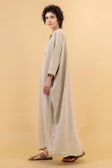 Janna Maxi Jelabiya Linen Dress Oatmeal