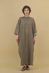 Janna Maxi Jelabiya Dress Mocha Hand Block Printed