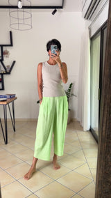 Jade Linen Kimono Pants Lime