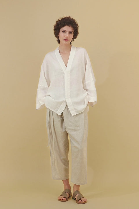 Azarin Unisex Wrap Linen Pants Natural