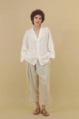 Mika 2 Kimono Linen Shirt White