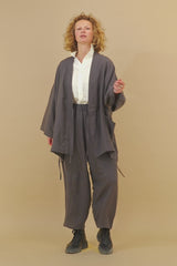 Ashkhar Relaxed Linen Pants Matt Charcoal