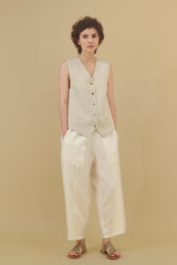 Ashkhar Relaxed Linen Pants White