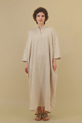 Janna Maxi Jelabiya Linen Dress Oatmeal