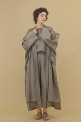 Nawar Linen Coat Warm Dark Grey