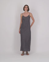 Souri Strappy Linen Maxi Dress Charcoal