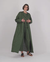 Elementa 01 | Tamarisk Long Sleeve Linen Summer Coat Bottle Green
