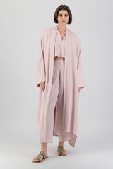 Nawar Linen Kimono Coat Faded Rose