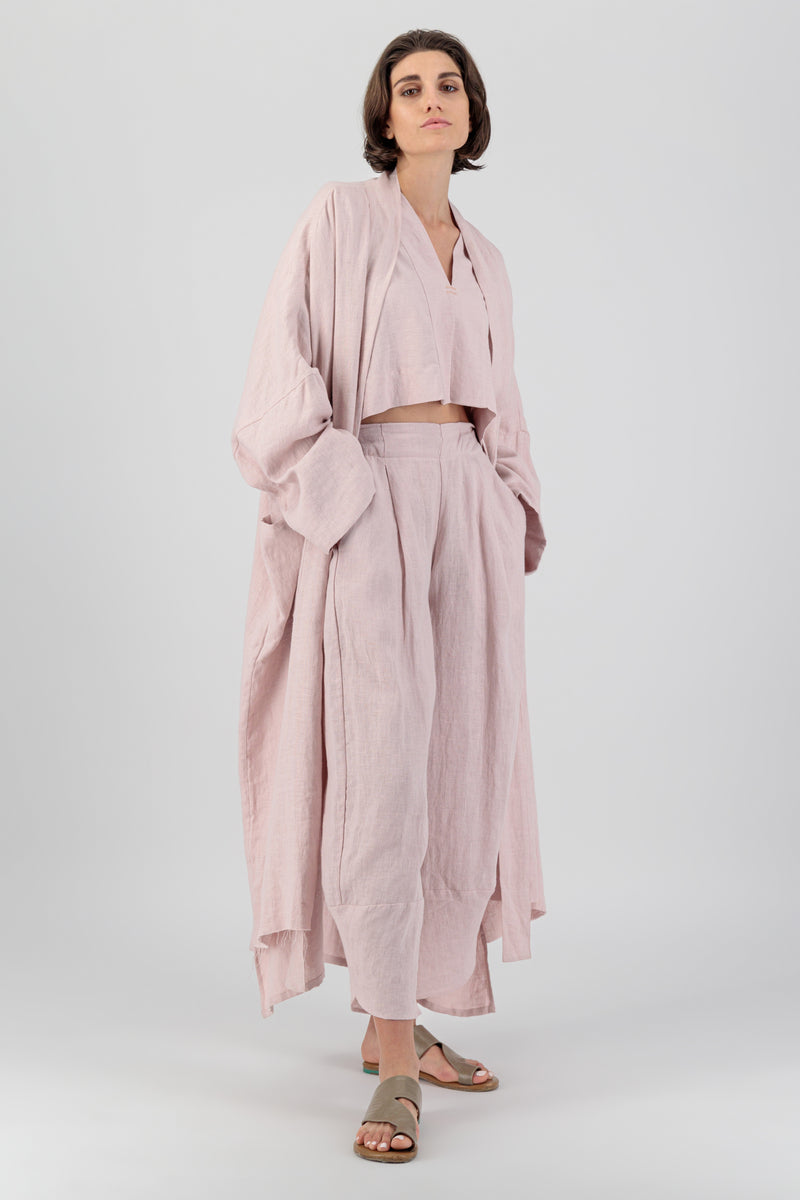 Elementa 01 | Jade Linen Kimono Pants Faded Rose