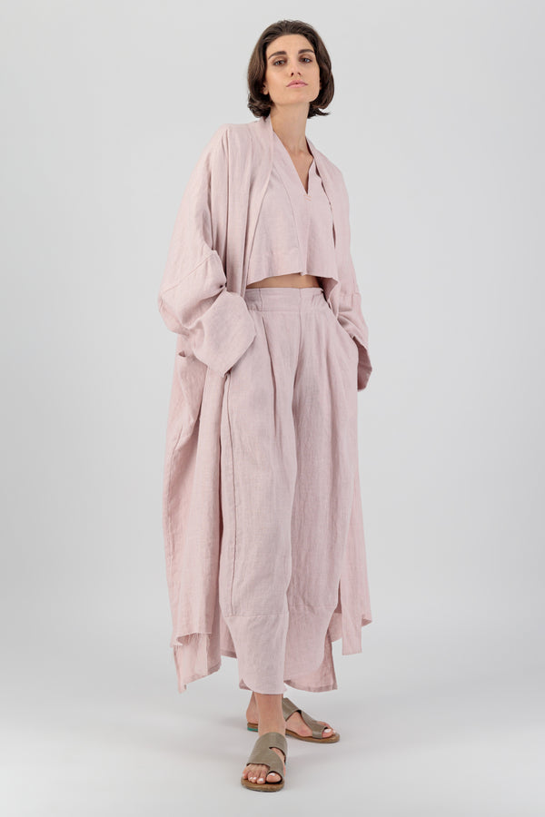 Elementa 01 | Nawar Linen Kimono Coat Faded Rose